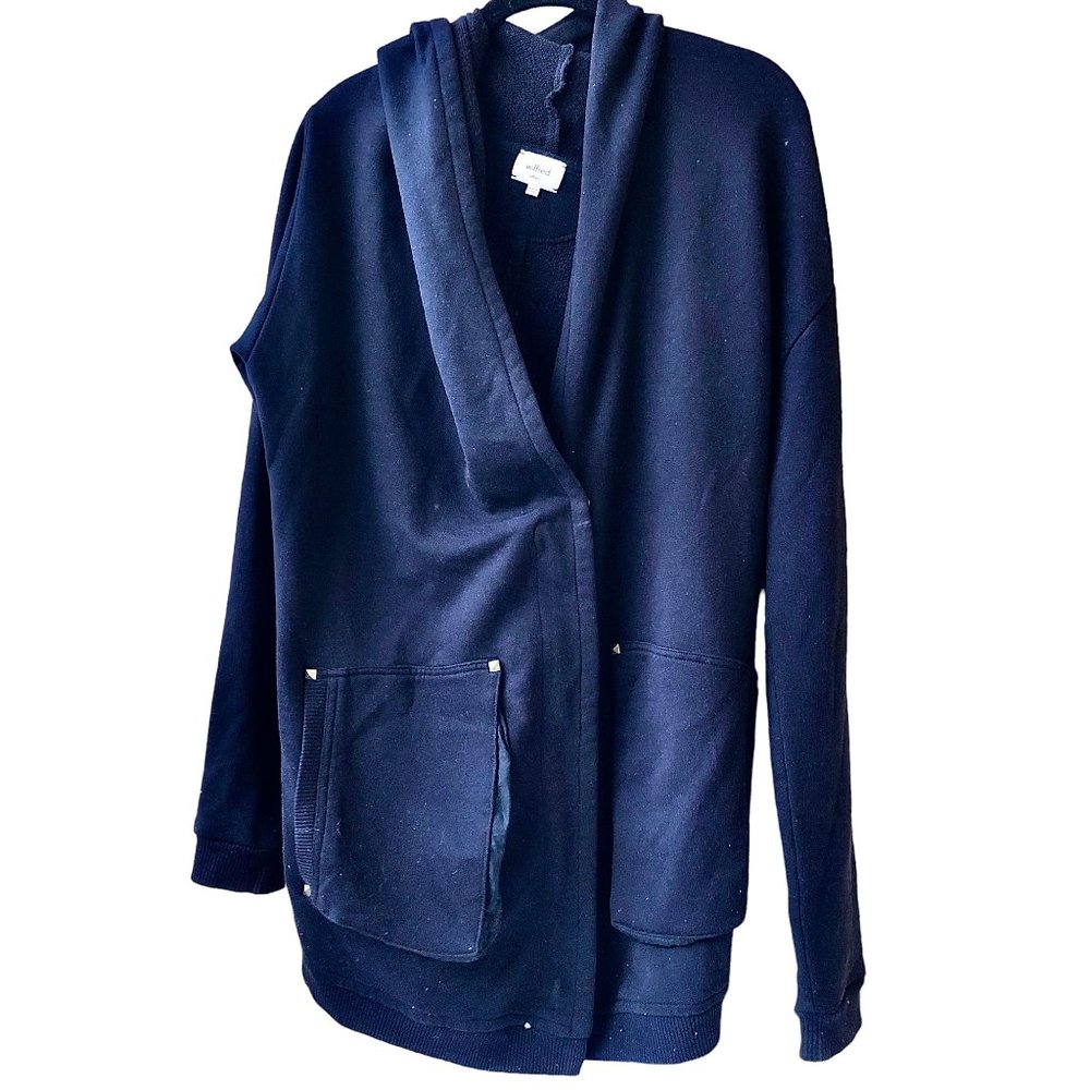 Wilfred Black Cocoon Cardigan Sweater Jacket Zip Comfy Cotton